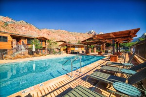 Framed against the majestic mountains of Zion National Park, our pool and jacuzzi are the best way to end the day.